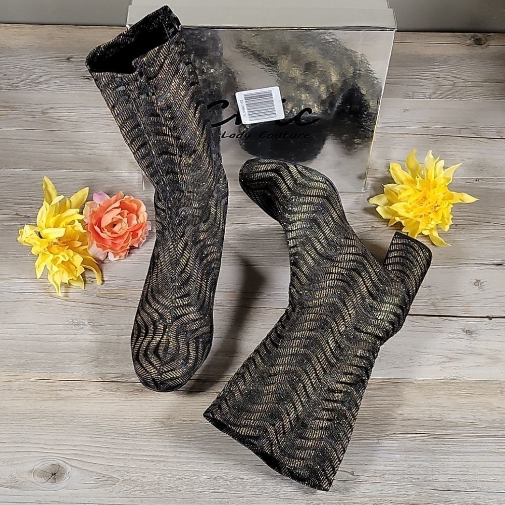 Lady Couture Star Light Boot in Gold Sz 41